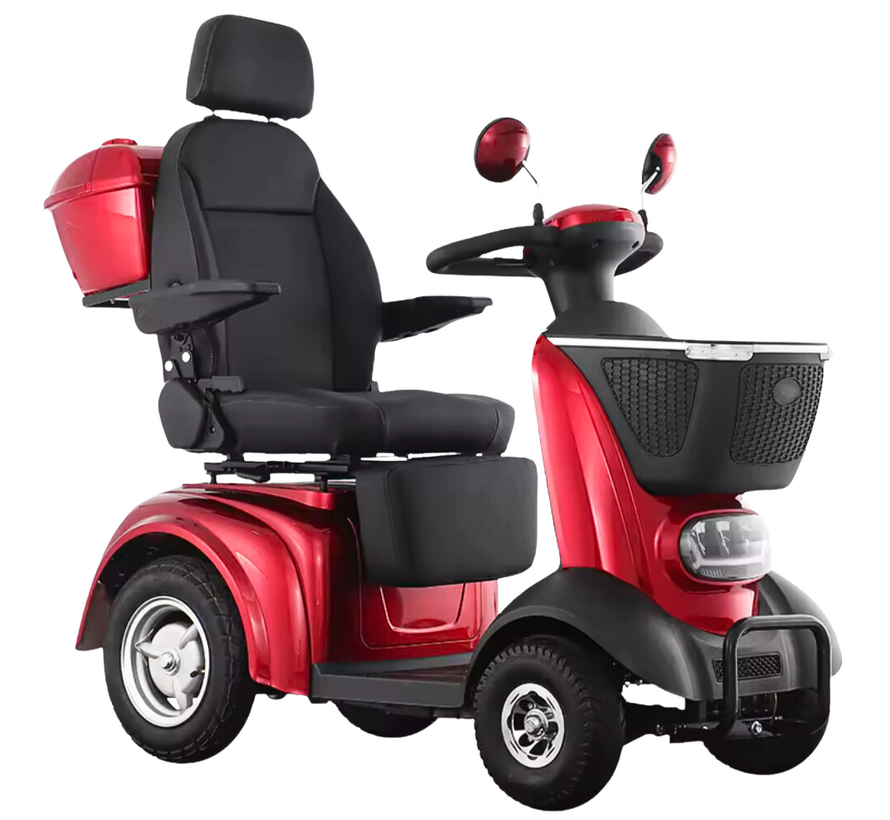 BELA scootmobiel rood - 80 km actieradius - vierwielvering - 20 km/u