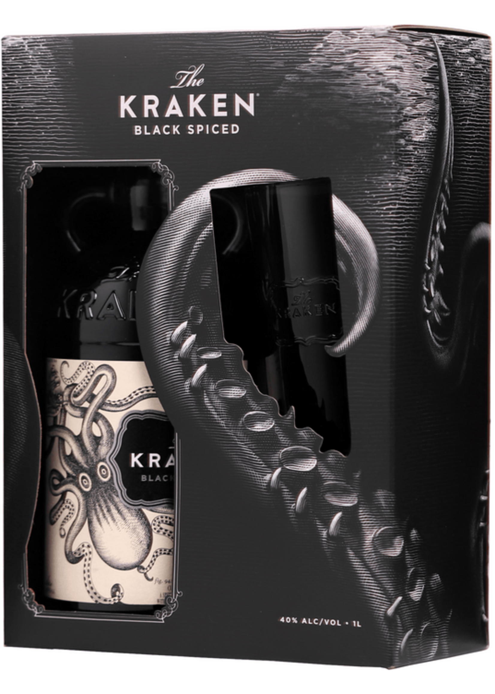 The Kraken Black Spiced Rum 1L + Glass Gift