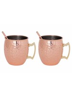 Moscow Mug Koper Gehamerd Set + Rietjes