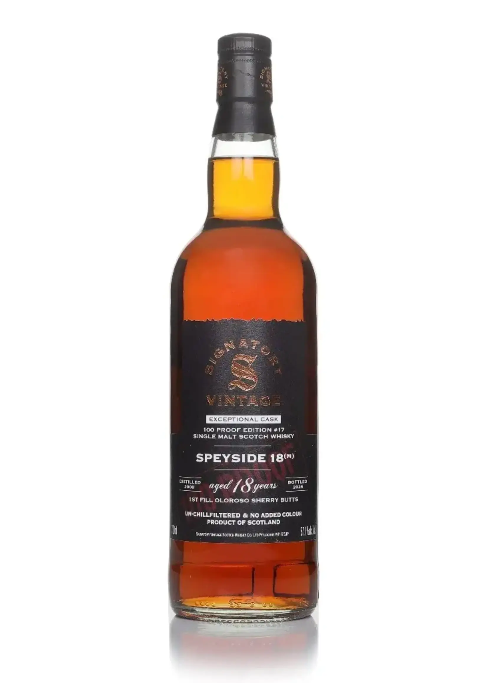 Signatory 100 Proof Exceptional Speyside (M) 2008 18Y