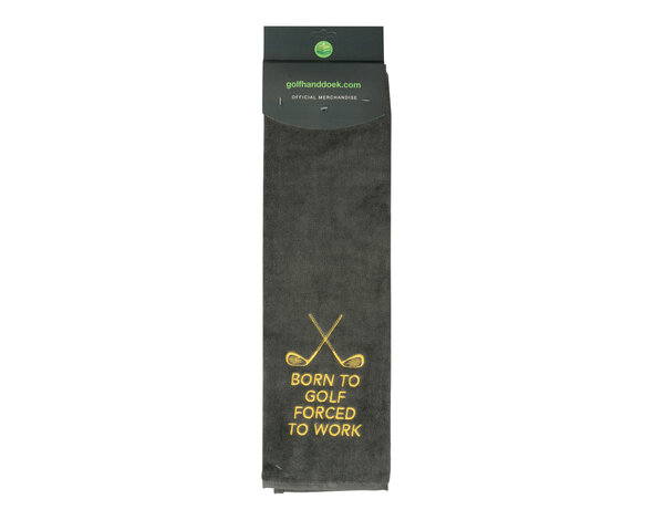 Nova Golf Nova Golf 'Born To Golf Forced To Work' Golf Towel - Grey Yellow