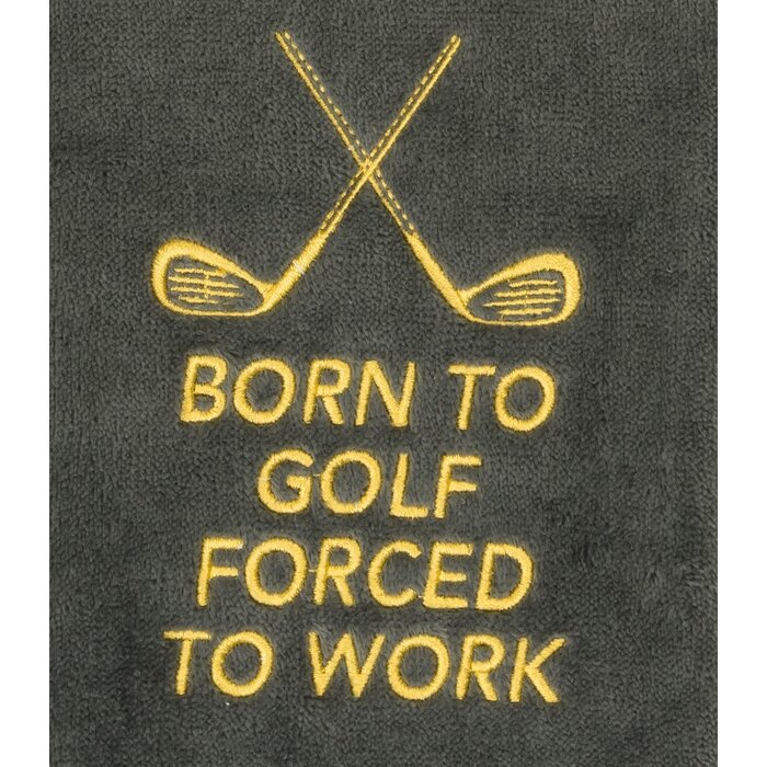 Nova Golf Nova Golf 'Born To Golf Forced To Work' Golf Towel - Grey Yellow