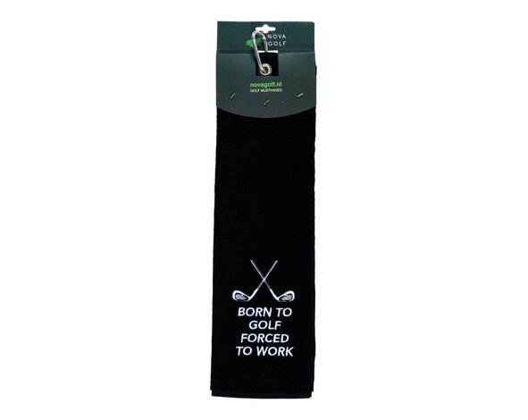 Nova Golf Nova Golf 'Born To Golf Forced To Work' Golf Towel - Black White