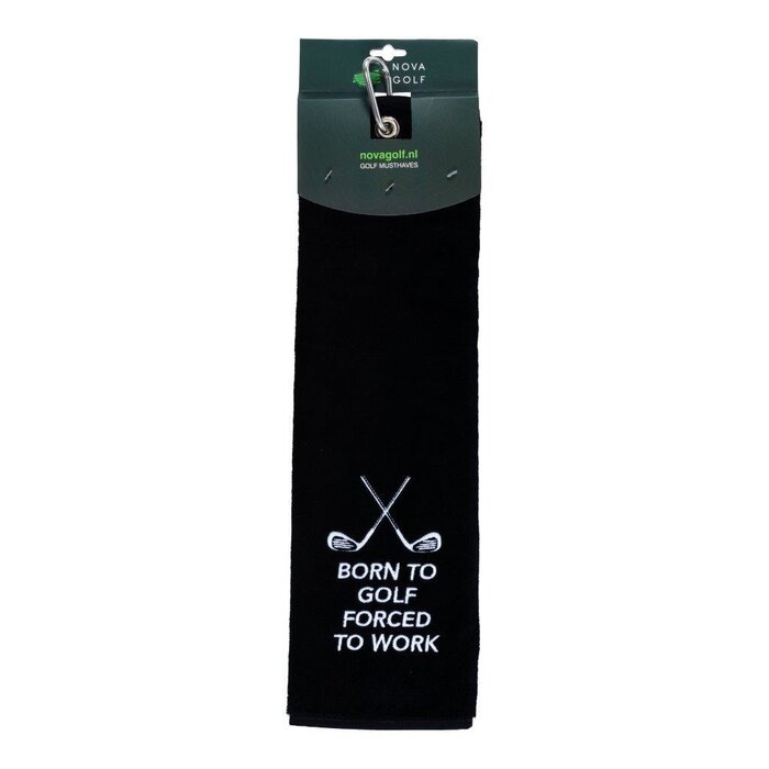 Nova Golf Nova Golf 'Born To Golf Forced To Work' Golf Towel - Black White