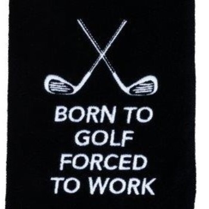 Nova Golf Nova Golf 'Born To Golf Forced To Work' Golf Towel - Black White