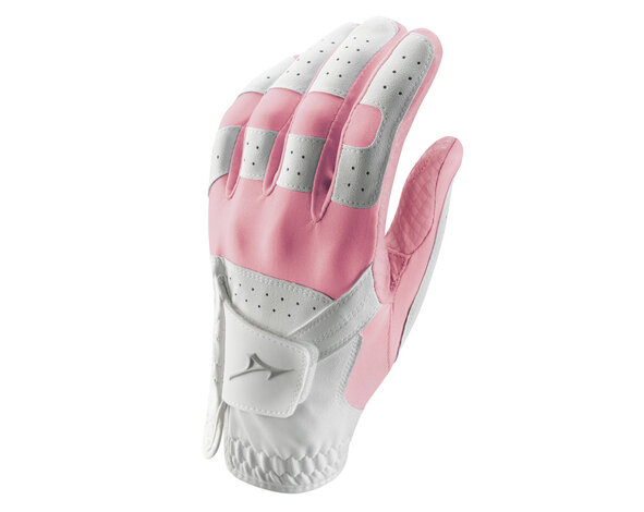 Mizuno Mizuno Stretch Guante de golf para mujer - Blanco Rosa (Para golfistas diestros)