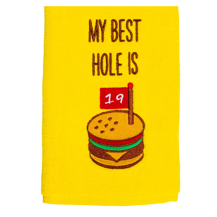 Nova Golf Nova Golf 'My Best Hole Is 19' Golf Towel - Yellow
