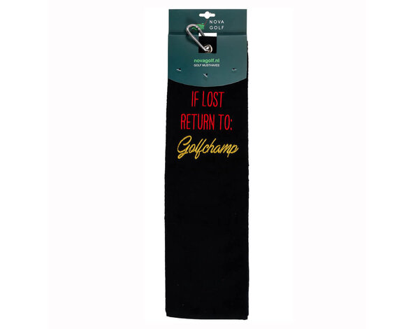 Nova Golf Nova Golf 'If Lost Return To Golfchamp' Toalla de golf - Negro
