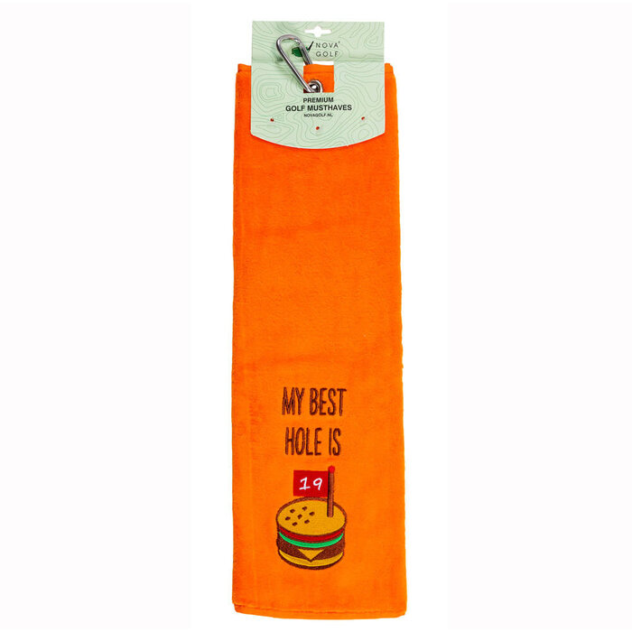Nova Golf Nova Golf 'My Best Hole Is 19' Golf Towel - Orange