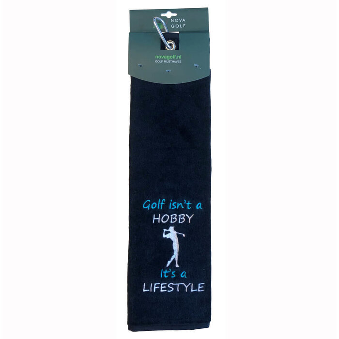Nova Golf Nova Golf 'Golf Isn't A Hobby It's A Lifestyle' Golf Towel - Black