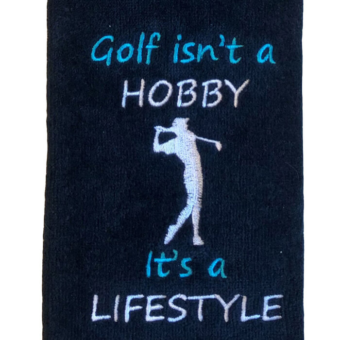 Nova Golf Nova Golf 'Golf Isn't A Hobby It's A Lifestyle' Golf Towel - Black
