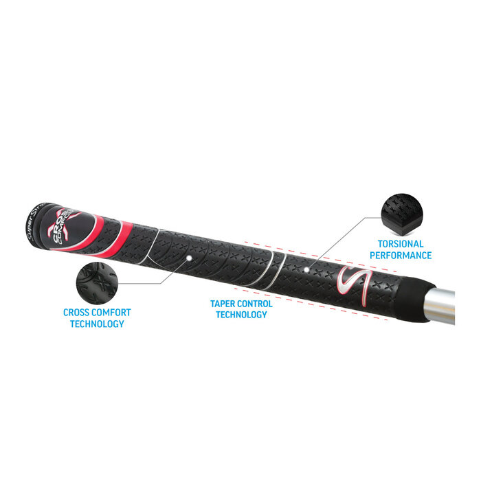 SuperStroke SuperStroke Cross Comfort Grip ESTÁNDAR - Negro Rojo