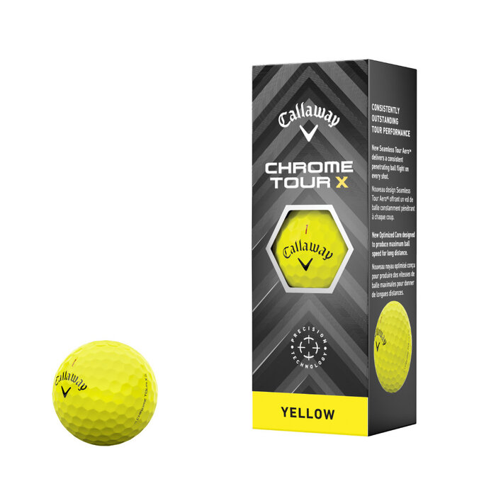 Callaway Bolas de golf Callaway Chrome Tour X 2024 - Amarillas - 12 Unidades