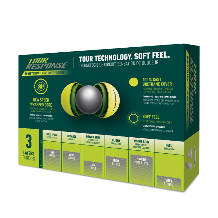 TaylorMade TaylorMade Tour Response Bolas de golf 2025 - Amarillo - 12 Unidades