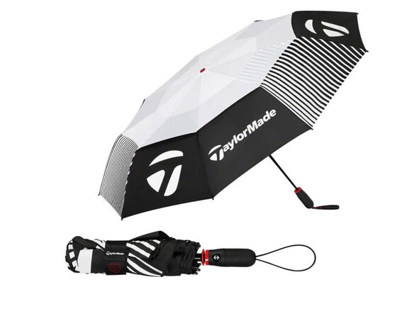TaylorMade Taylormade 54" Compact Foldable Double Canopy Golf Umbrella 2025 - Black White