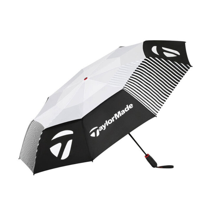 TaylorMade Taylormade 54" Paraguas de golf plegable compacto de doble dosel 2025 - Negro Blanco