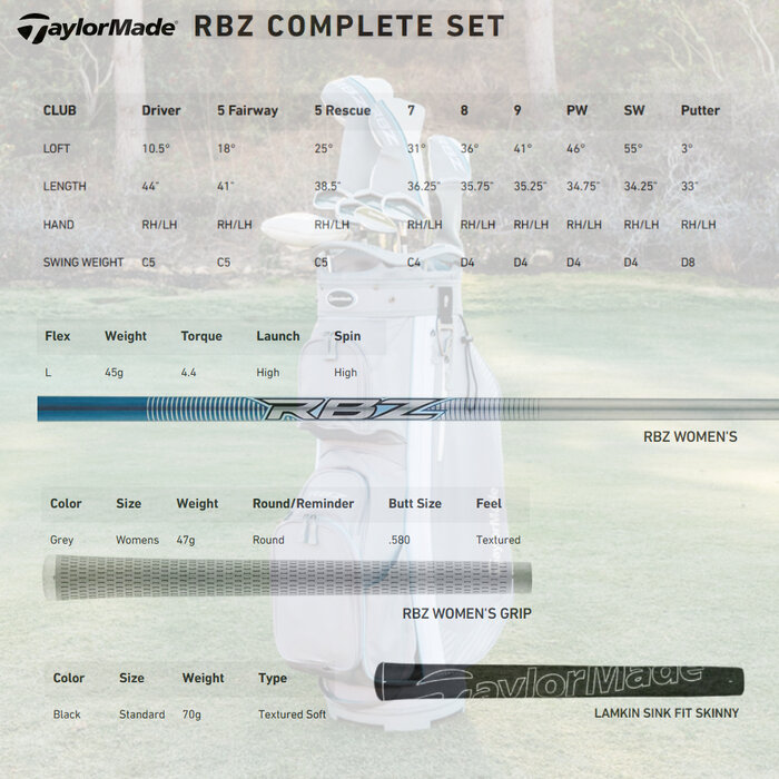 TaylorMade TaylorMade RBZ 2.0 Set de golf de 14 piezas para mujer 2025 | Bolsa de golf carro (varilla de grafito)