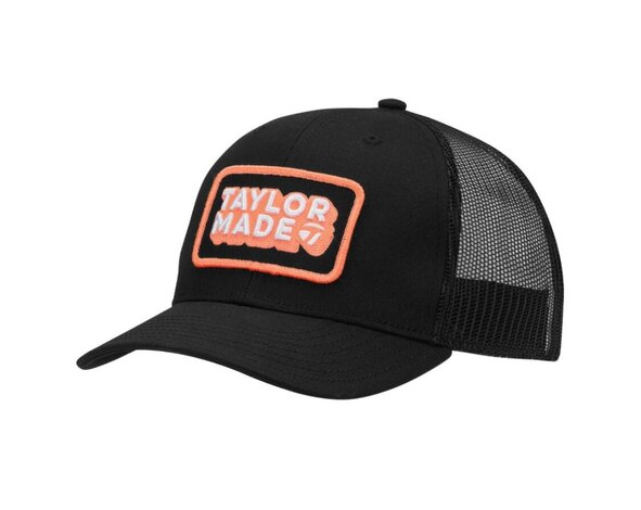 TaylorMade TaylorMade Ventura Retro Trucker Gorra de Golf 2025 - Negro Naranja