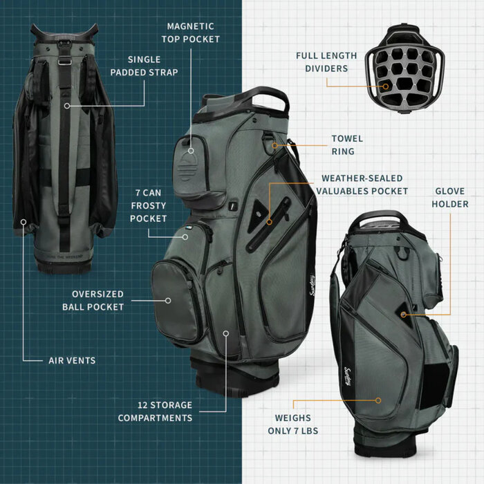 Sunday Golf Sunday Golf Big Rig Cart Bag 2025 - Midnight Green
