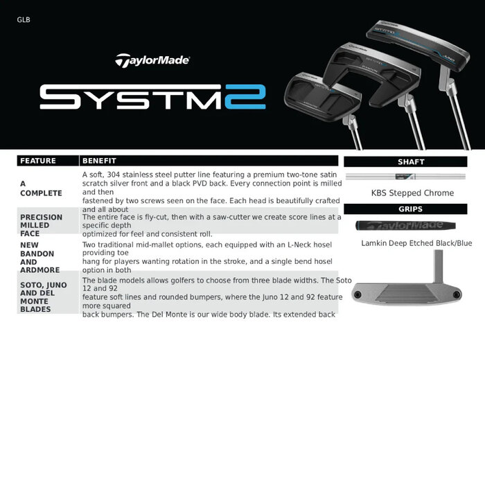 TaylorMade TaylorMade SYSTM2 Del Monte 12 Putter 2026 - LEFT