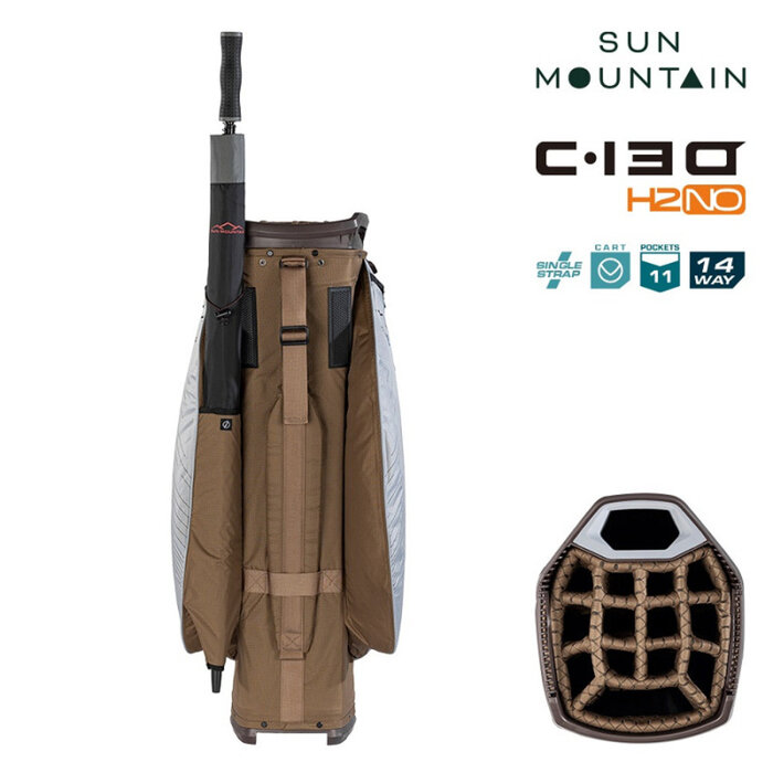Sun Mountain Sun Mountain C130 H2NO Waterproof Bolsa de golf carro - Marrón Gris