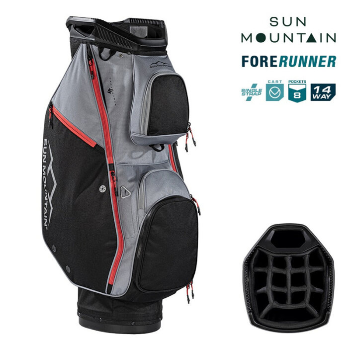 Sun Mountain Sun Mountain Forerunner Bolsa de golf carro - Negro Gris Rojo