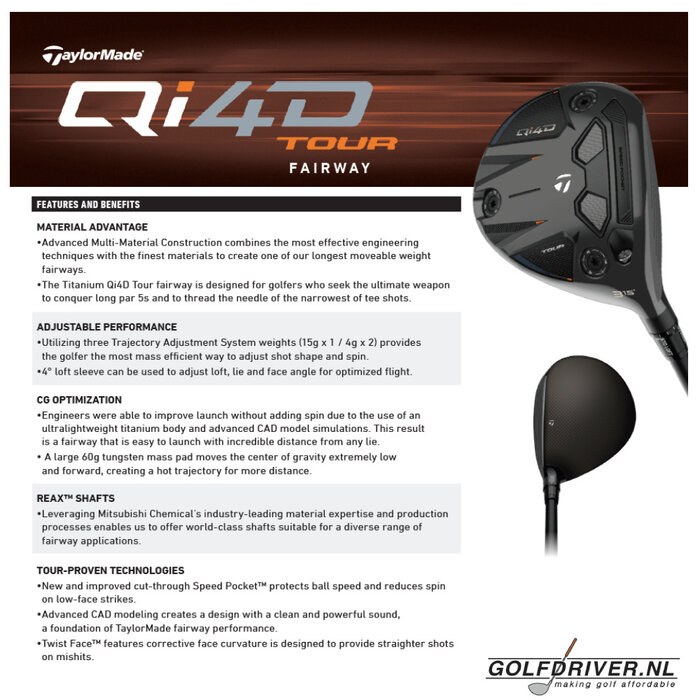 TaylorMade TaylorMade Qi4D Tour Fairway Wood 2026 - LEFT