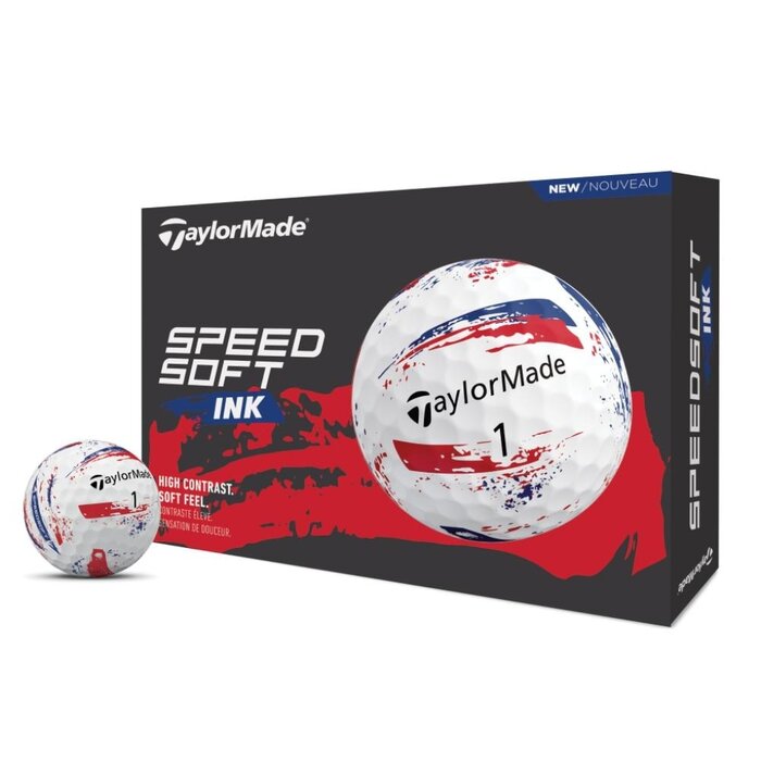 TaylorMade TaylorMade SpeedSoft Ink Bolas de golf 2026 - Blue Red - 12 Unidades