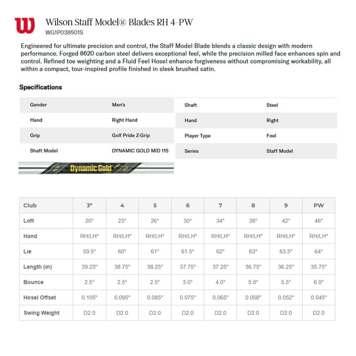 Wilson Wilson Staff Model Blade Hierros 4-PW 2026 (varilla de acero)