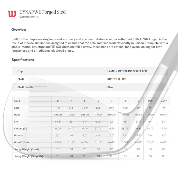 Wilson Wilson DynaPower Forged Irons 5-PW 2026 (graphite shaft)