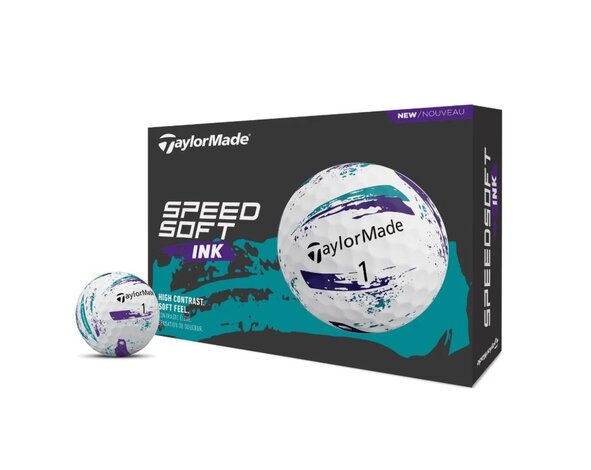 TaylorMade TaylorMade SpeedSoft Ink Pelotas de Golf 2026 - Morado Turquesa - 12 Unidades