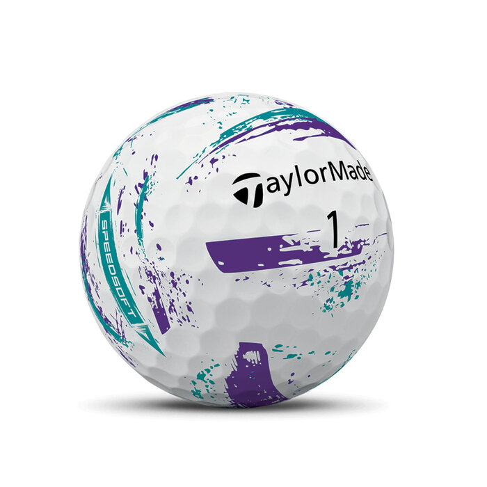 TaylorMade TaylorMade SpeedSoft Ink Pelotas de Golf 2026 - Morado Turquesa - 12 Unidades