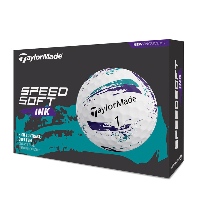 TaylorMade TaylorMade SpeedSoft Ink Pelotas de Golf 2026 - Morado Turquesa - 12 Unidades