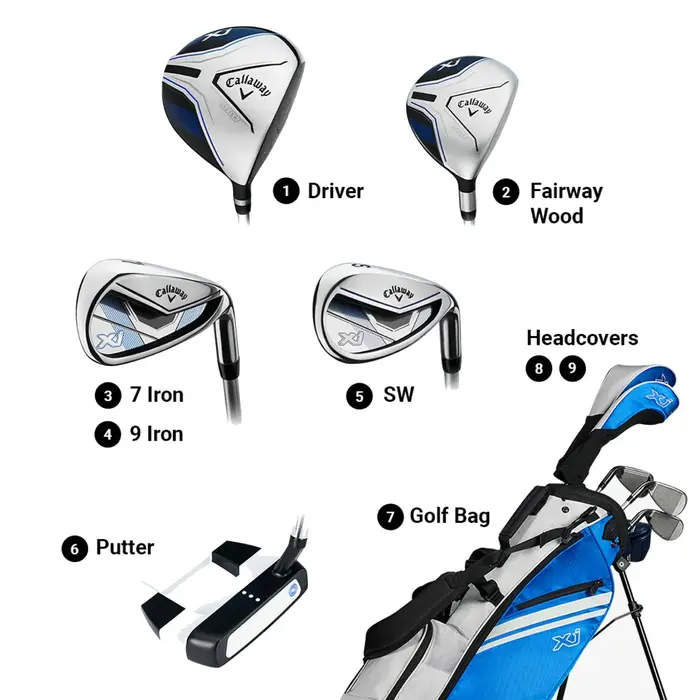 Callaway Callaway XJ2 Azul Blanco Juego de Golf Junior de 10 Piezas 2026 | Bolsa de golf trípode (Unisex 6-9 Años) - ZURDOS