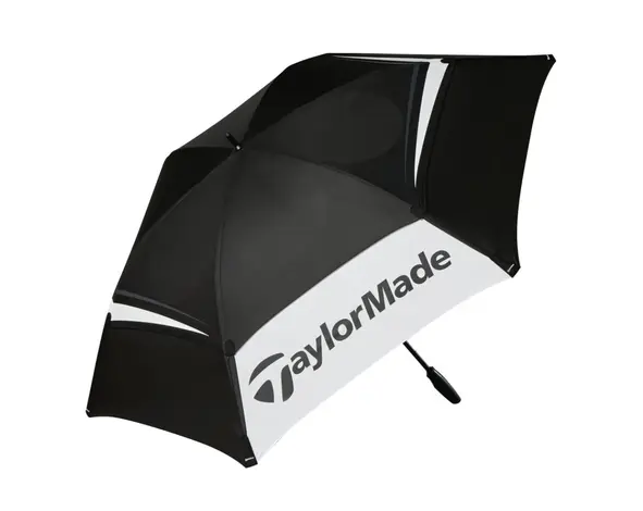 TaylorMade Taylormade 68" Paraguas de Golf Tour de Doble Toldo - Negro Blanco Gris