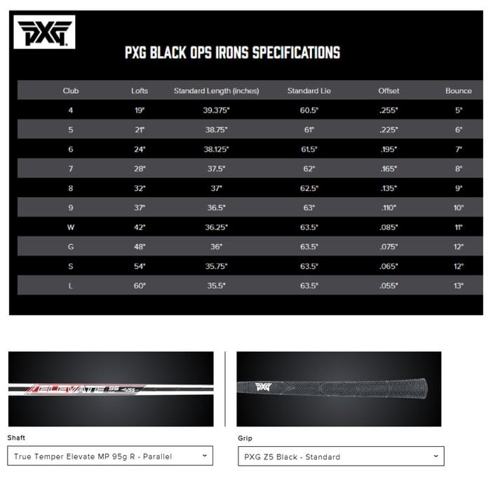 PXG PXG 0311 Black Ops Wedge (varilla de acero)