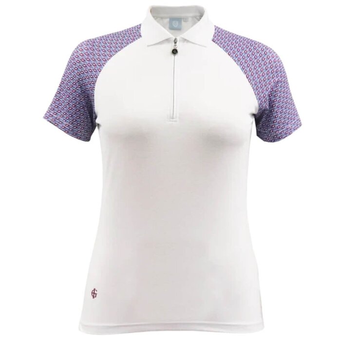 Island Green Island Green Geo Print Ladies Polo Shirt - White