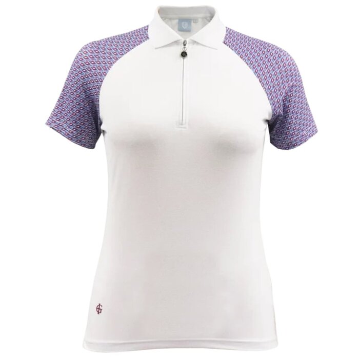 Island Green Island Green Geo Print Ladies Polo Shirt - White