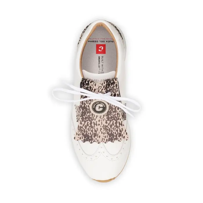 Duca del Cosma Duca del Cosma Pasqualle Ladies Golf Shoes - White Cheetah