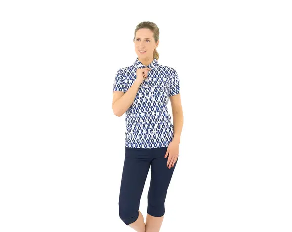 Pure Golf Polo de Golf de Manga corta Pure Golf Amity - Azul Blanco