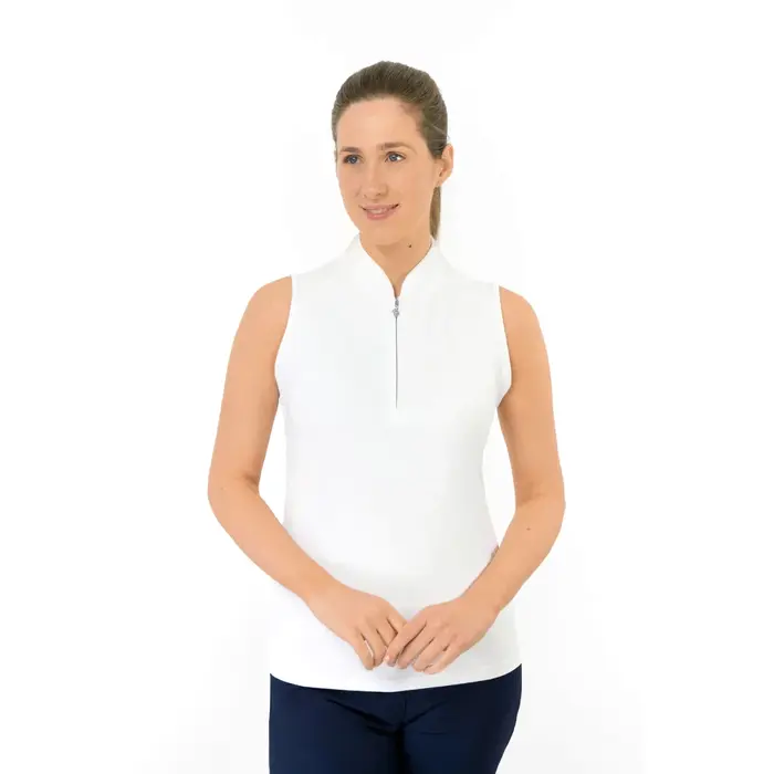 Pure Golf Pure Golf Bloom2 Sleeveless Polo Golf Shirt - White