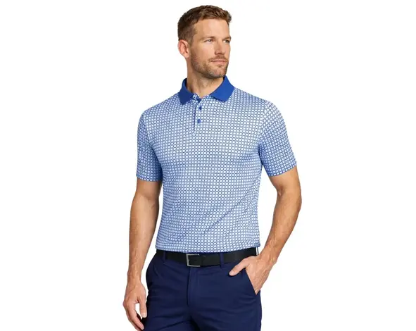 Island Green Island Green All Over 'Chain' Print Men's Polo Shirt - Blue Black White