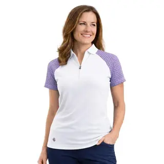 Island Green Island Green Geo Print Ladies Polo Shirt - White