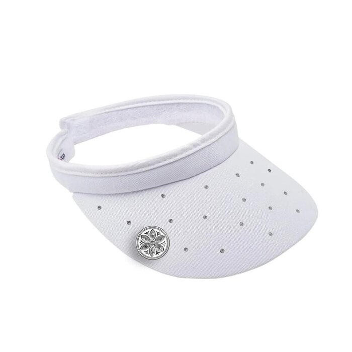 Surprizeshop Surprizeshop Visera de Golf con Clip y Cristales para Mujer con Marcador de Bola - Blanco