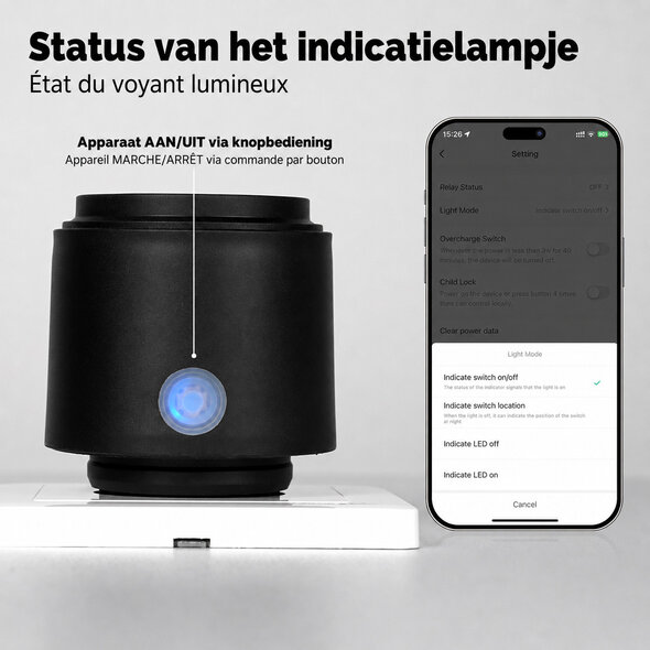 Smartlife Domotica Wifi waterdichte outdoor stekker met IP44, 16A/3680W, Tuya Smart Life - Zwart