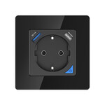 Smartlife Domotica Inbouw stopcontact voor opladen met USB en USB-C PD met WiFi bediening en zwart (glaspaneel)
