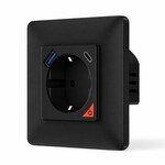 Smartlife Domotica Inbouw stopcontact voor opladen met USB en USB-C PD met WiFi bediening en spraakassistent compatibiliteit (zwart)