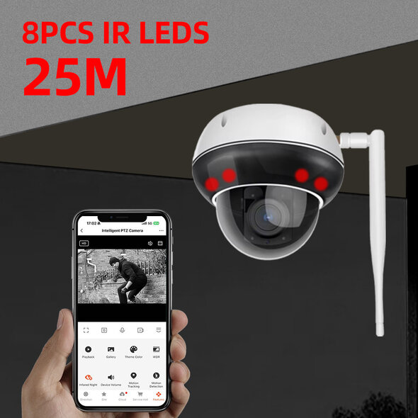 Smartlife Domotica Dome buitencamera wit met 5MP resolutie en 5x optische zoom