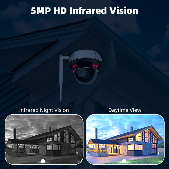 Smartlife Domotica Dome buitencamera wit met 5MP resolutie en 5x optische zoom