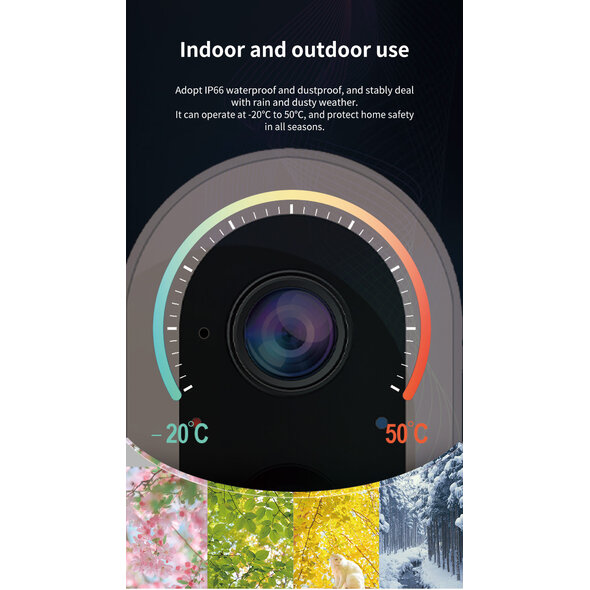 Smartlife Domotica Beveiligingscamera met accu voor buiten met wifi, bewegingsdetectie, spotlight en tweeweg audio